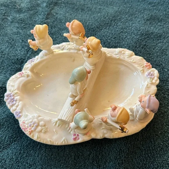 Vtg 2002 Lenox Disney Seven 7 Dwarfs Heigh Ho Candy Dish Fine China - Picture 3 of 13